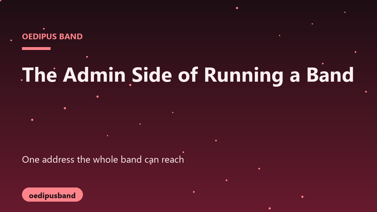 Illustration of band administration covering email, splits, and paperwork